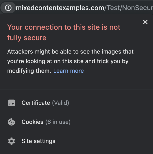 Mixed content chrome