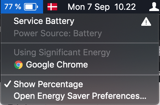 Service batteri på Mac