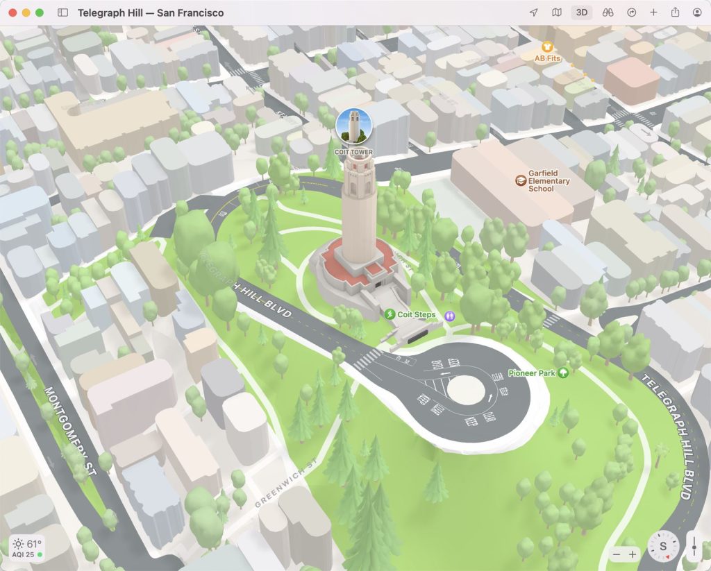 MacOS Moneterey: 3D kort visning
