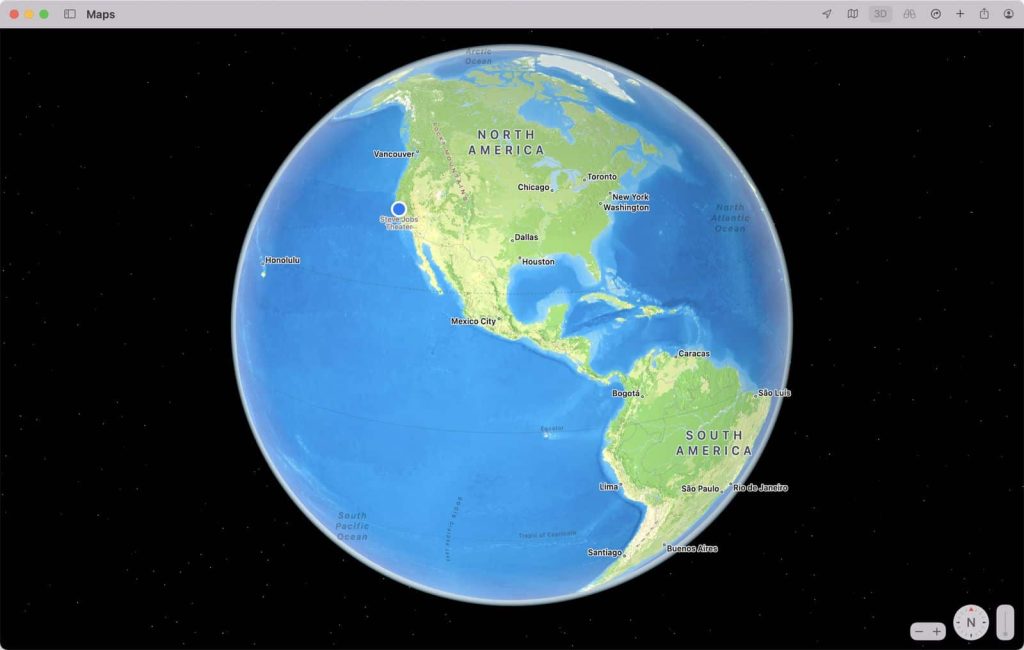 MacOS Monterey: Globus i kort