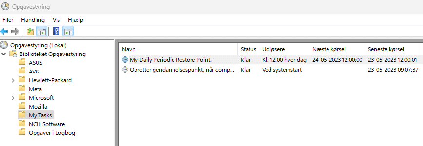Opgavestyring og gendannelsespunkter
