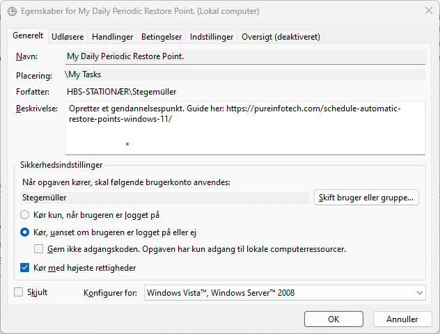 Gendannelsespunkter Opgavestyring periodisk
