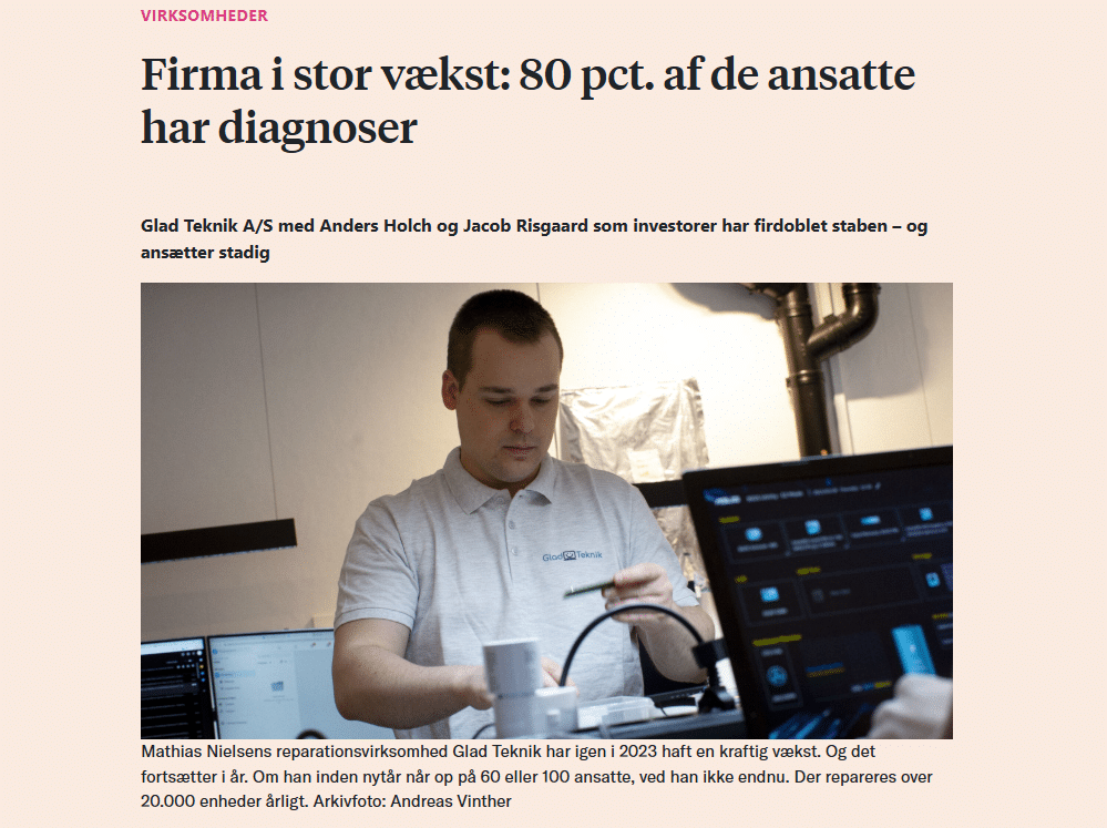 Firma i stor vækst: 80 pct. af de ansatte har diagnoser